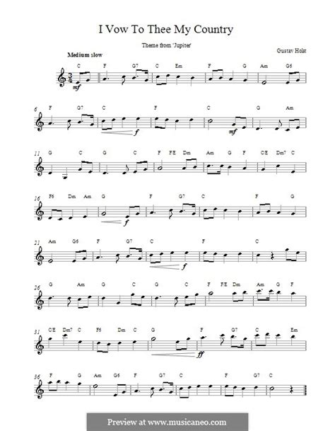 I Vow to Thee My Country by G. Holst - sheet music on MusicaNeo