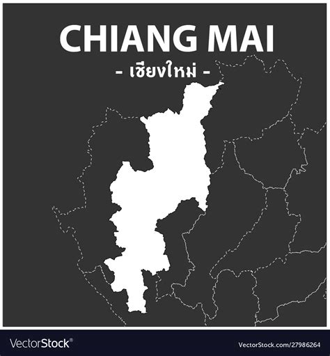 Chiang mai map province thailand Royalty Free Vector Image