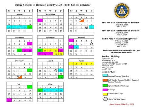 Robeson County Schools Calendar 2023-2024 in PDF