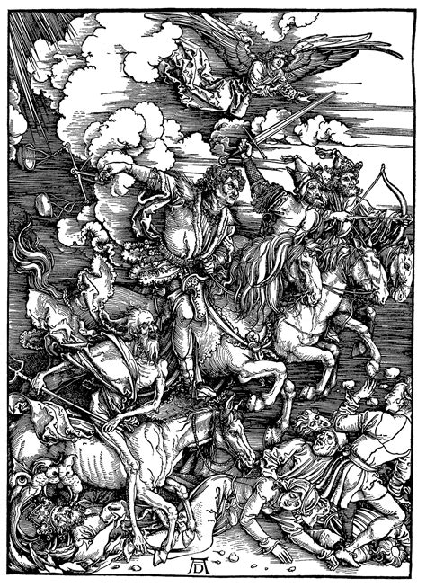 Albrecht Dürer, Apocalisse 4/15, I quattro cavalieri dell'Apocalisse (1496-1511) xilografia ...