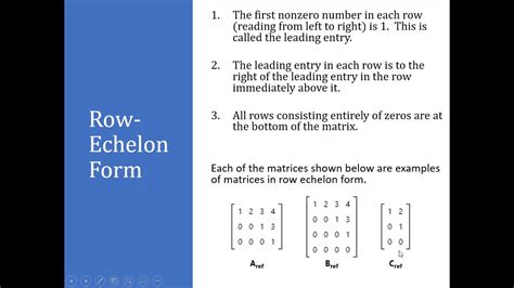 Row Echelon Form vs. Reduced Row Echelon Form - YouTube