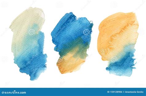 Watercolor Brushstroke Paint Patch, Abstract Hand Drawn Illustration Set Stock Illustration ...