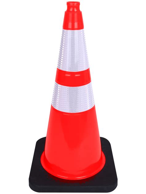 12 Cones Traffic Cones 28 inch Safety Cones with Black Weighted Base Reflective Collars ...