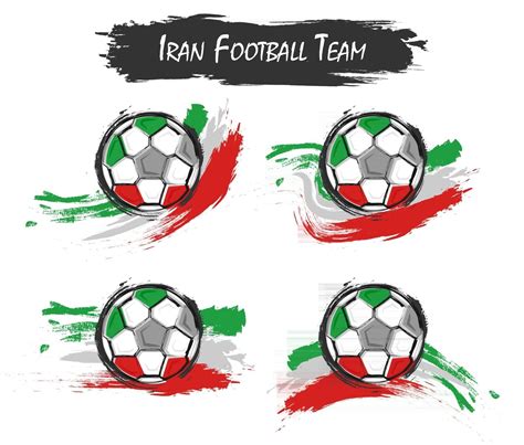 Set of Iran national football team symbol on isolated background . Watercolor paint style . Flat ...