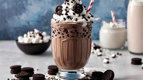 Premium AI Image | A creamy chocolate milkshake with a swirl of marshmallow fluff and a sprinkle ...