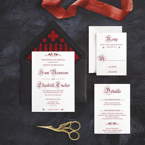 Black Gothic Wedding Invitation Black and Red Invitation - Etsy