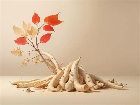 Premium AI Image | Korean Ginseng Root and Ginseng Slices Herbal Elegance