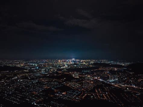 Aerial view of city during nighttime 1241913 Stock Photo at Vecteezy