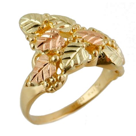 Landstrom's® Tri-color Black Hills Gold Ring with Leaves and Grapes - BlackHillsGold.Direct - Klugex