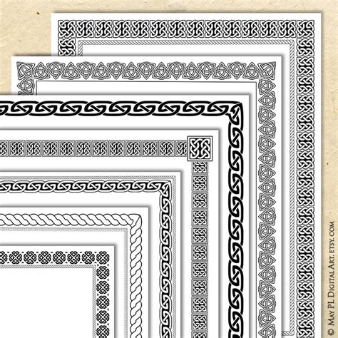 Celtic Knot Black Borders, Certificate Digital Frames, High Resolution 8x11 Page Clip Art Create ...