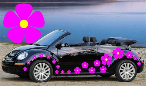 32,pink pansy flower with yellow centers car decals,stickers in three sizes | Flower car, Car ...