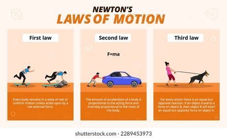 Newtons Law Motion Infographic Diagram Examples Stock Vector (Royalty ...