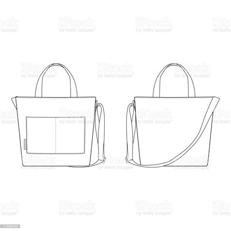 Canvas Tote Bag Fashion Design Template Stock Illustration - Download Image Now - Backpack ...