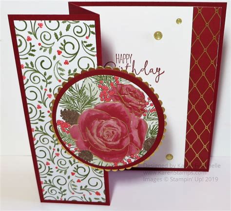 Christmastime Is Here Z Fold Rose Birthday Card | Stamping With Karen