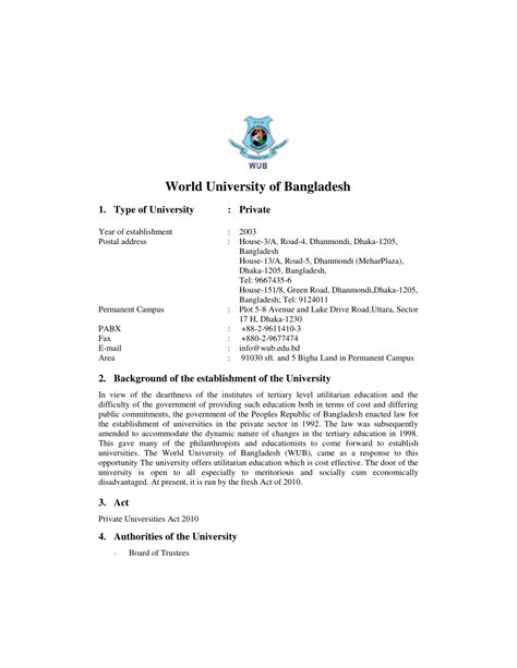 (PDF) World University of Bangladesh