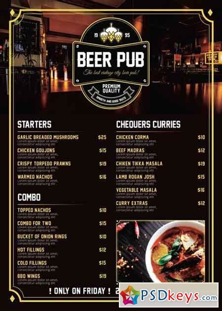 Beer Pub Menu - Premium A5 Flyer Template » Free Download Photoshop ...