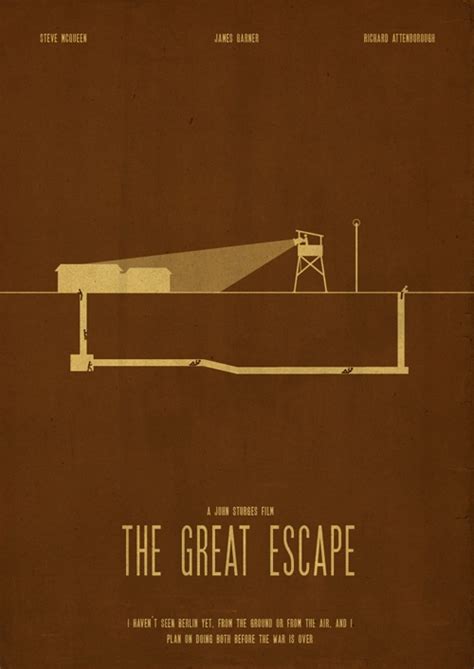 the great escape poster with an image of a man standing on top of a ladder