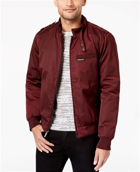 Members Only Synthetic Men's Classic Zip-front Jacket in Burgundy (Red ...