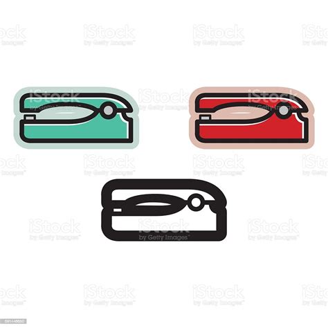 Stapler Icons In Colors Stock Illustration - Download Image Now - Black And White, Cartoon ...