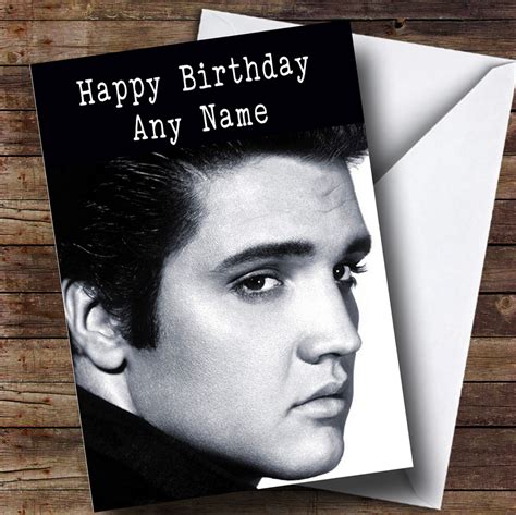 Personalized Elvis Presley Celebrity Birthday Card - Red Heart Print