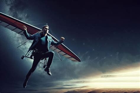 Premium AI Image | Flying man in front of hang glider