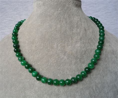 8mm Jade Green Necklacejade Green Necklacewedding | Etsy