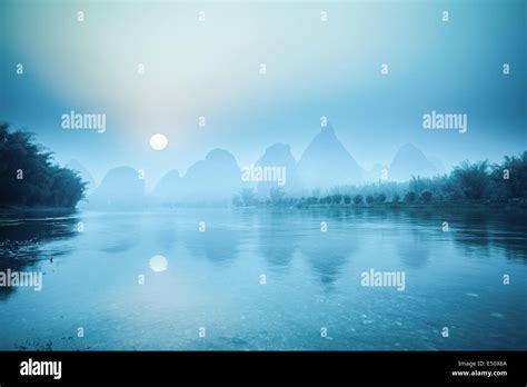 yangshuo scenery in sunrise Stock Photo - Alamy