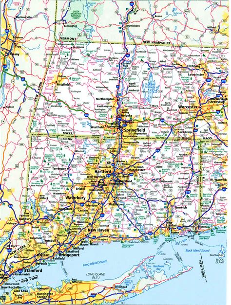 Connecticut interstate highways map I-84 I-91 I-95 road map state ...