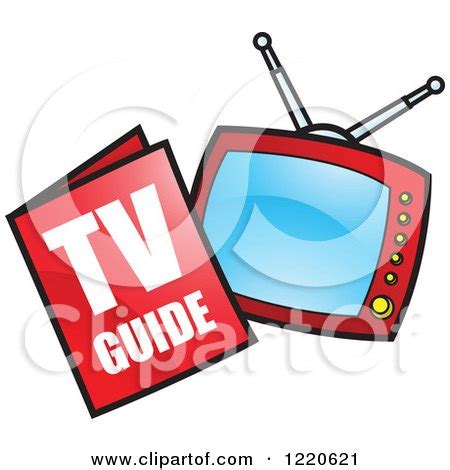 Clipart of a Tv Guide Magazine and Television - Royalty Free Vector ...