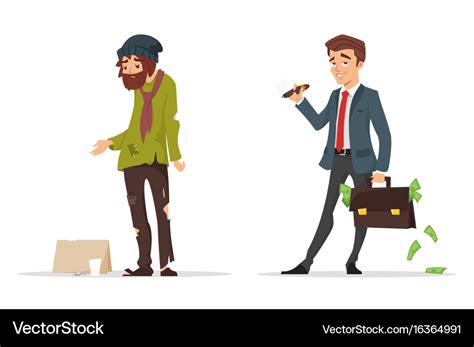 Cartoon style characters poor and rich man Vector Image