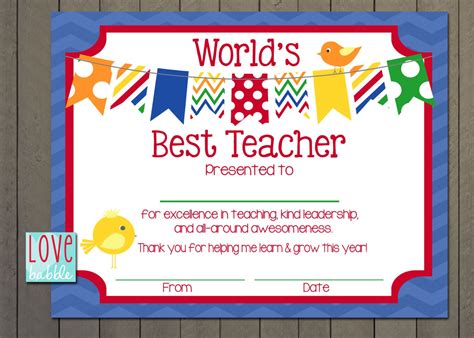 Teacher Appreciation Certificate End of the Year Class - Etsy