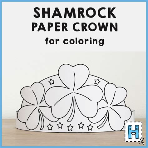 Shamrock Clovers Paper Crown Headband Printable Coloring St. Patrick's ...