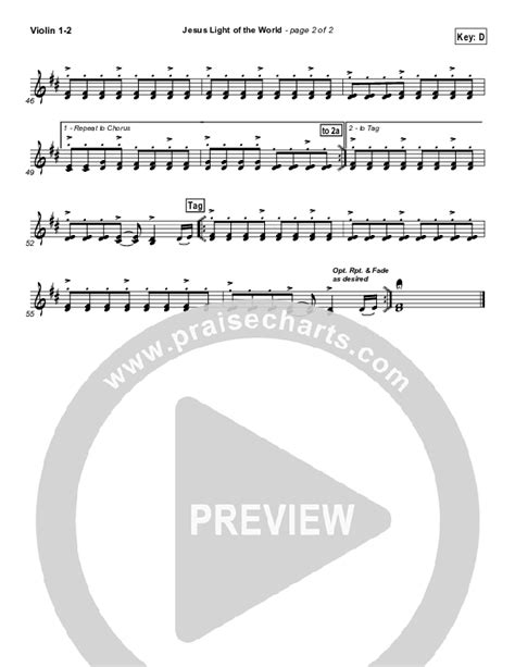 Jesus Light Of The World Violin Sheet Music PDF (Third Day) - PraiseCharts