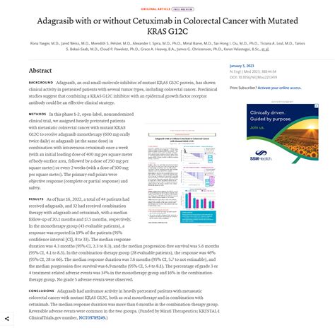 Adagrasib with or without Cetuximab in Colorectal Cancer with Mutated ...