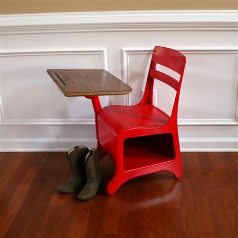 Old School Vintage School Desk and Chair. By by RhapsodyAttic