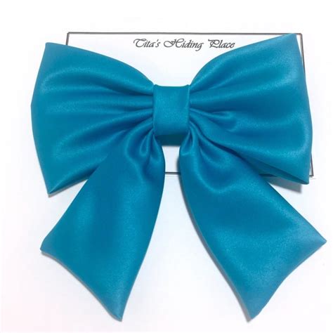 Blue Jewel Hair Bow, Blue Hair Bows, Prom Hair Bow, Big Blue Bow, Retro Hair Bow, Blue Kawaii ...