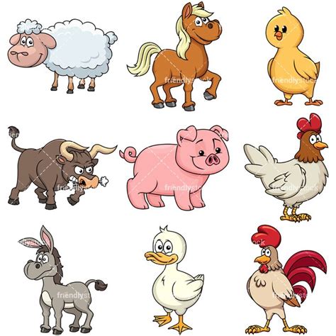 Farm Animals 2 Vector Cartoon Clipart - FriendlyStock | Cartoon clip art, Cartoon animals, Farm ...