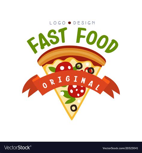 Fast food logo original design badge with pizza Vector Image