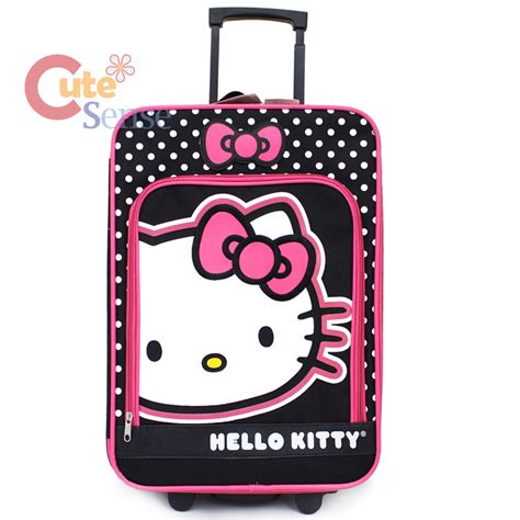 Hello Kitty 20" Luggage Canvas Hard Suit Case Pink Black Trolley Rolling Bag | eBay