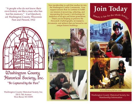 Washington County Historical Society Membership Brochure by Megan Lutz ...