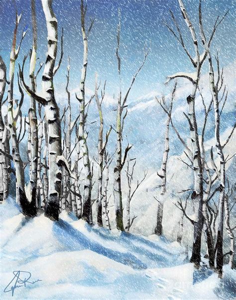 Aspen Grove Winter Painting by Jonathan Rose - Fine Art America