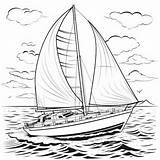 Realistic Sail Boat Coloring Page In Black And White  Premium AI sketch template