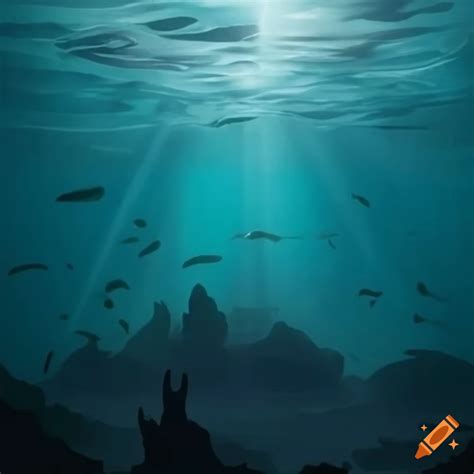 Underwater scene with dramatic lighting on Craiyon