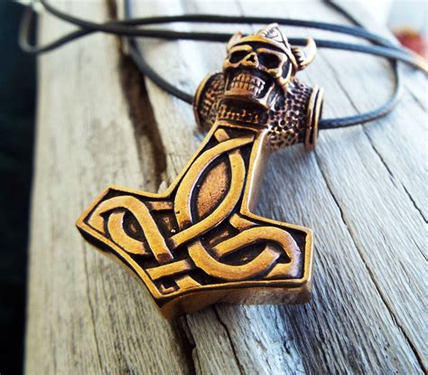 Copper Thor's Hammer Skull Pendant