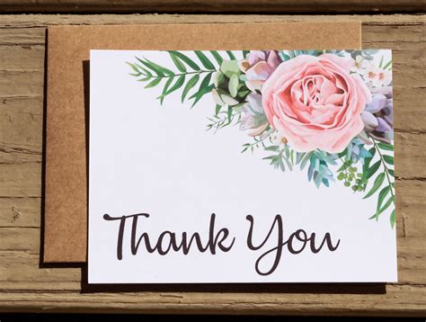 Pink Floral Thank You Notecard Set. Rustic Thank You Note Cards ...