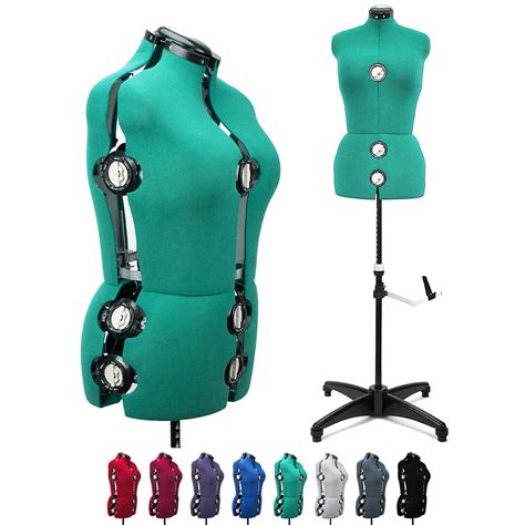 Green 13 Dials Female Fabric Adjustable Mannequin Dress Form for Sewing, Mannequin Body Torso ...