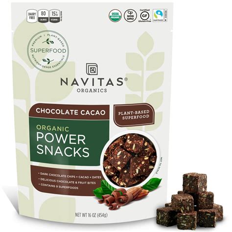 Amazon.com: Navitas Organics Superfood Power Snacks, Chocolate Cacao, 16 oz. Bag, 23 Servings ...