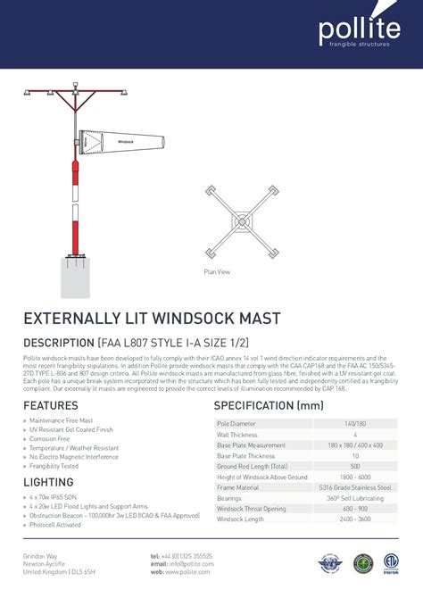 Windsock Masts Data Sheet | Pollite | Airport Industry-News