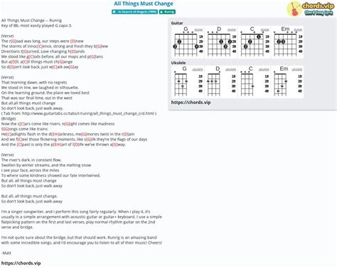 Chord: All Things Must Change - tab, song lyric, sheet, guitar, ukulele ...