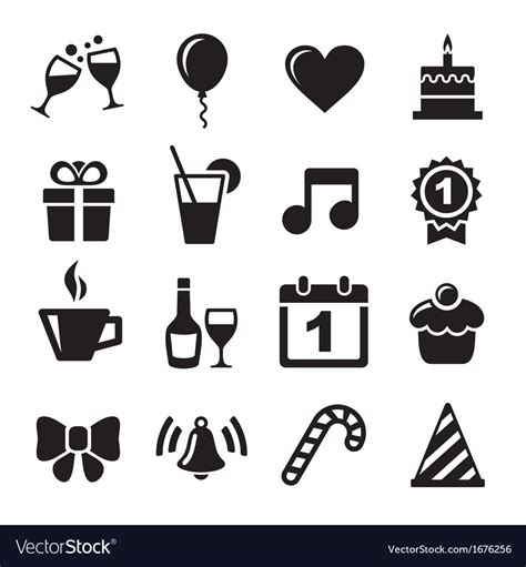 Party and celebration icons Royalty Free Vector Image